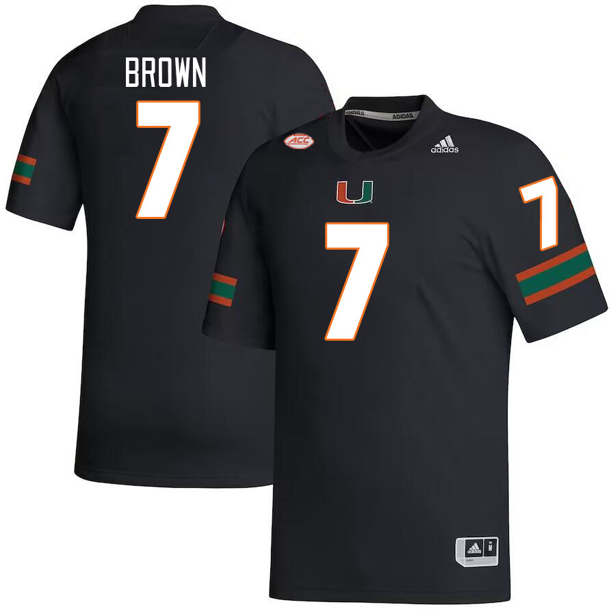Men #7 Davonte Brown Miami Hurricanes College Football Jerseys Stitched-Black